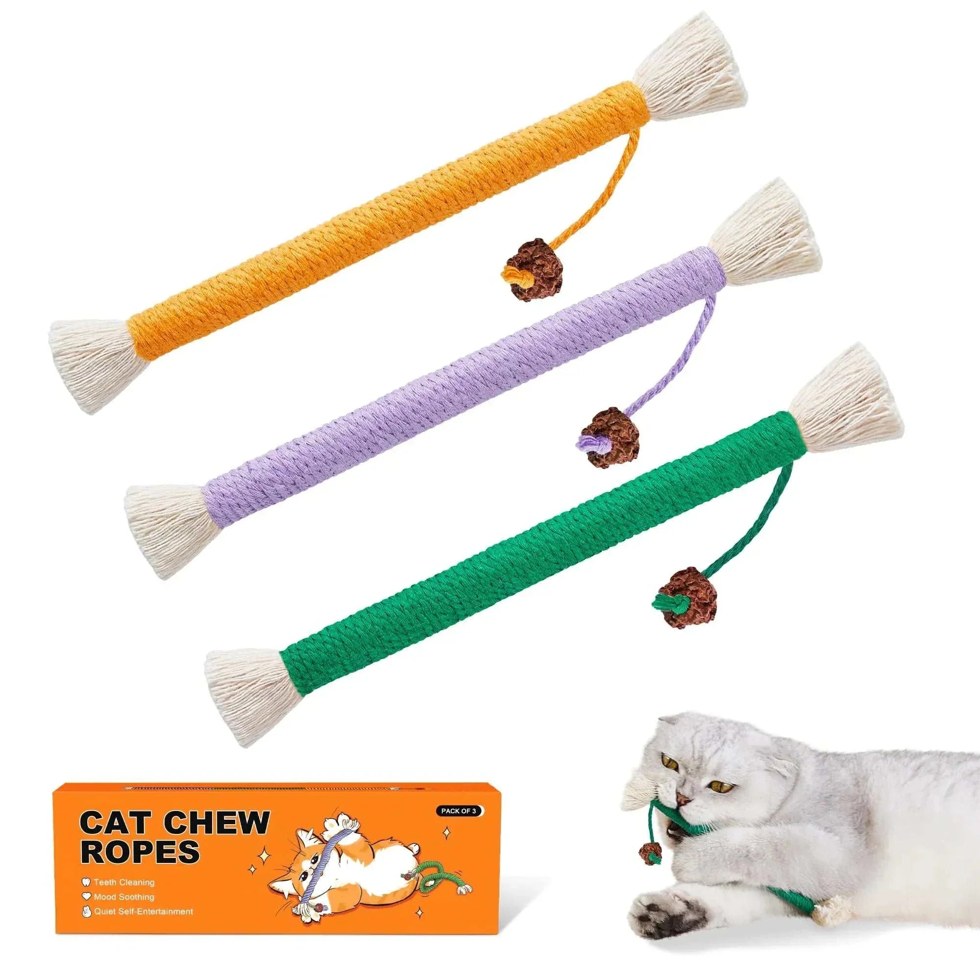 Potaroma 3Pcs Cat Toys Chew Ropes for Kittens & Cats