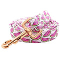 durable dog leash with soft handle featuring a playful watermelon print and rose gold buckle.