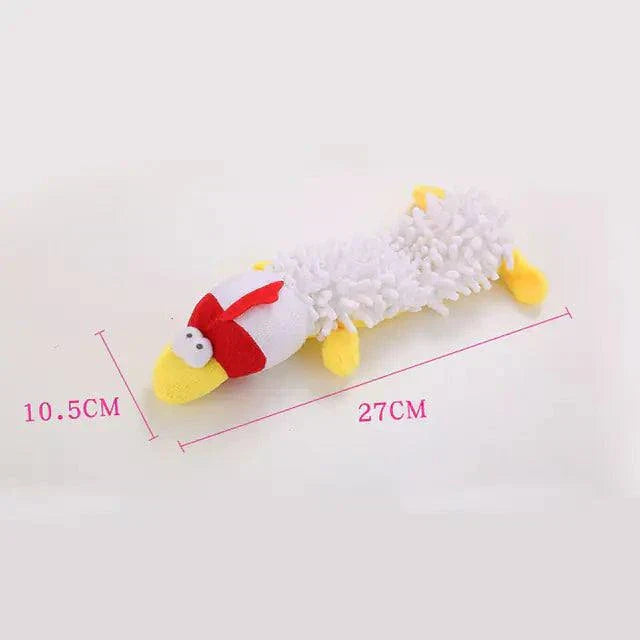 Plush dog toys for chewing featuring a fun chicken design, measuring 27CM, perfect for dogs to chew and play.