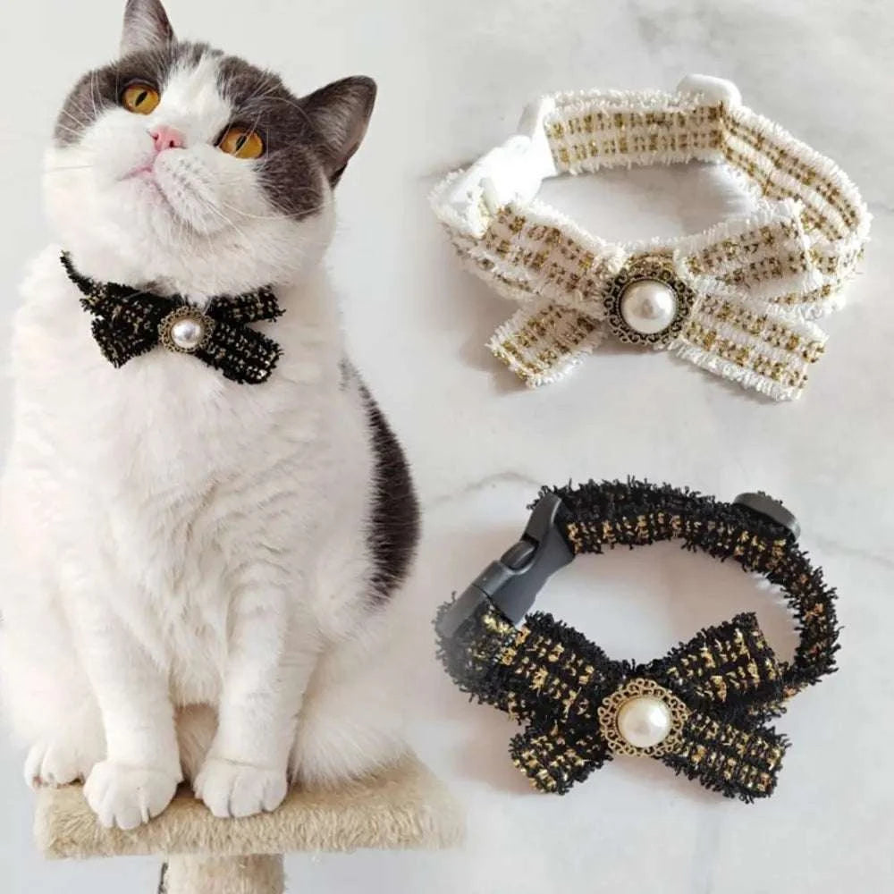 silent cat bow tie collar